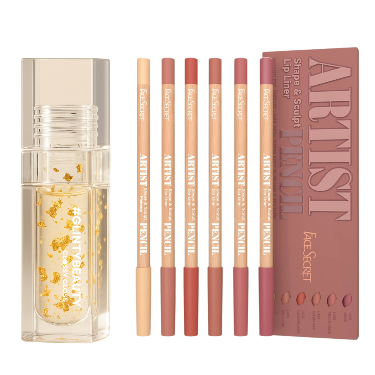 Lip Combo Coreano Labios perfectos Lip gloss oil+ Set de 6 delineadores Face artist originates