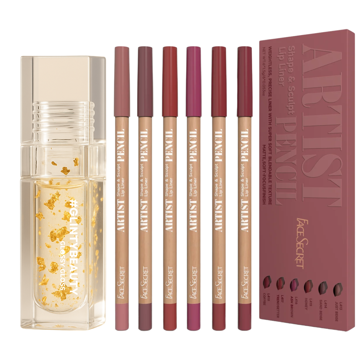 Lip Combo Coreano Labios perfectos Lip gloss oil+ Set de 6 delineadores Face artist originates