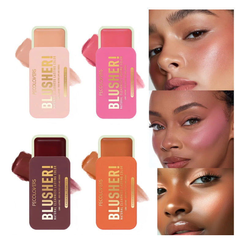 Set Blush 3 Pzs. Rubor Portable 3 Tonos Hidratante Multiusos Set 1 Rojo Rosa Nude