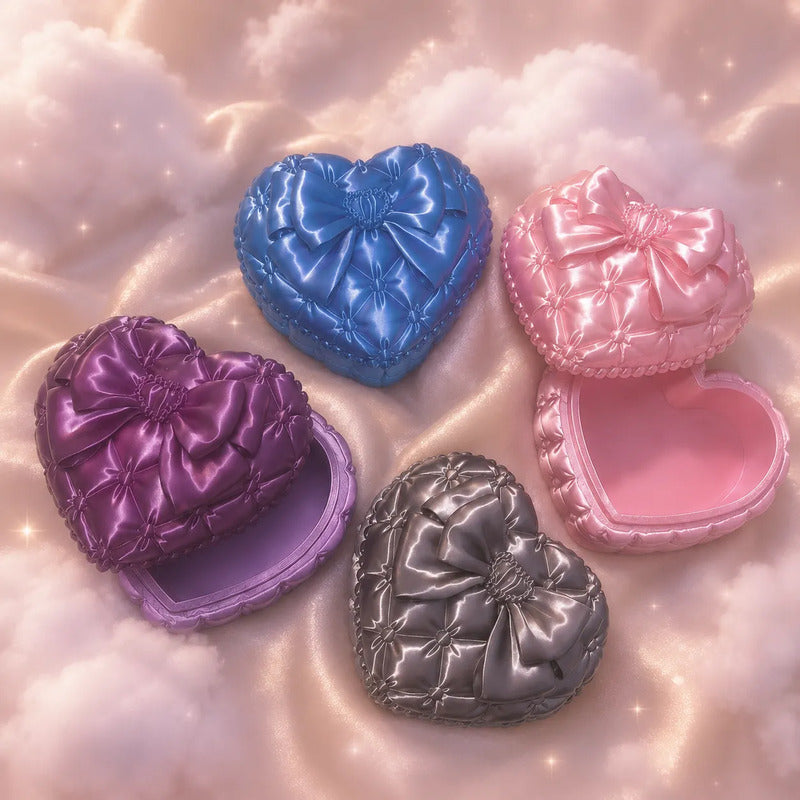 Joyero Acrílico Grueso Kawaii Corazon Organizador Resistente Rosa