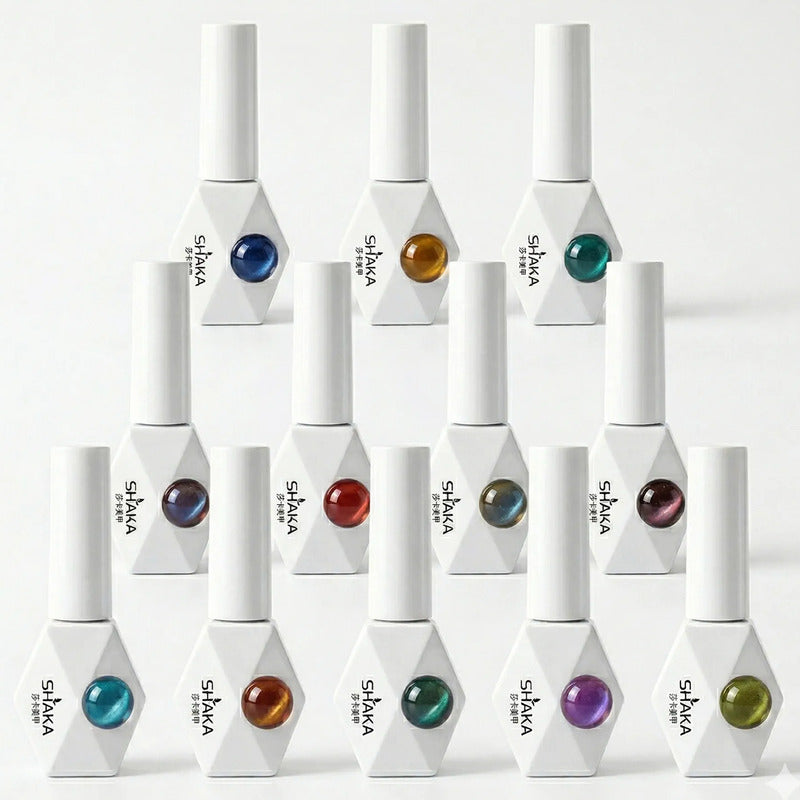 Set Gelish 12 Tonos Tipo Coreano Efecto Ojo De Gato Limitado Astrologia 12 Pzs