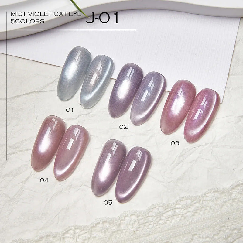 Esmalte Kit Gelish 5 Tonos Pastel Ojo De Gato Tipo Coreano J01 Miss Violet