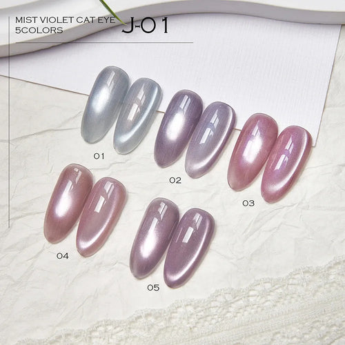 Esmalte Kit Gelish 5 Tonos Pastel Ojo De Gato Tipo Coreano J01 Miss Violet