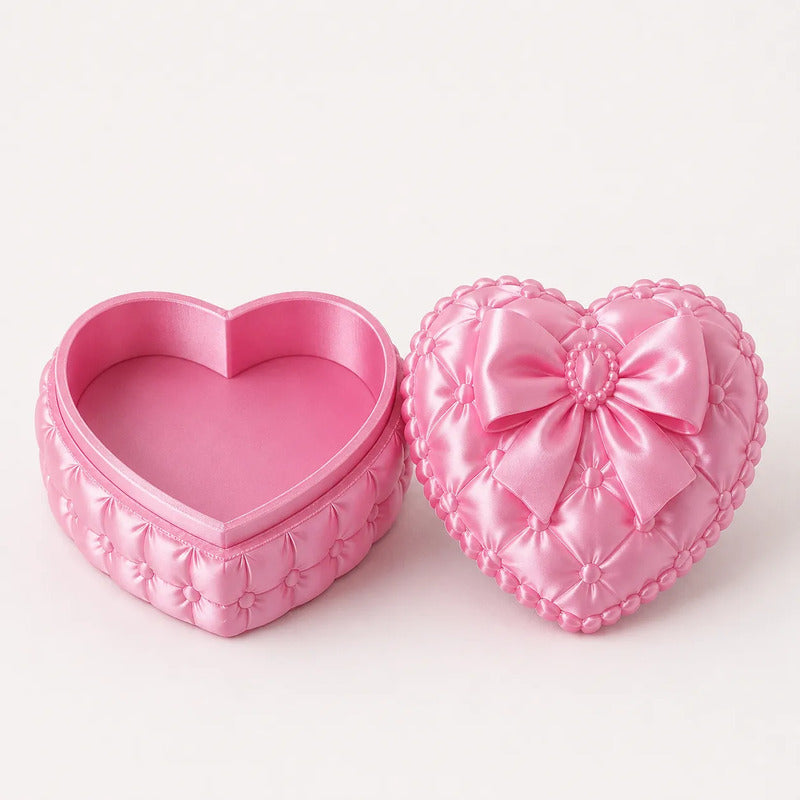 Joyero Acrílico Grueso Kawaii Corazon Organizador Resistente Rosa