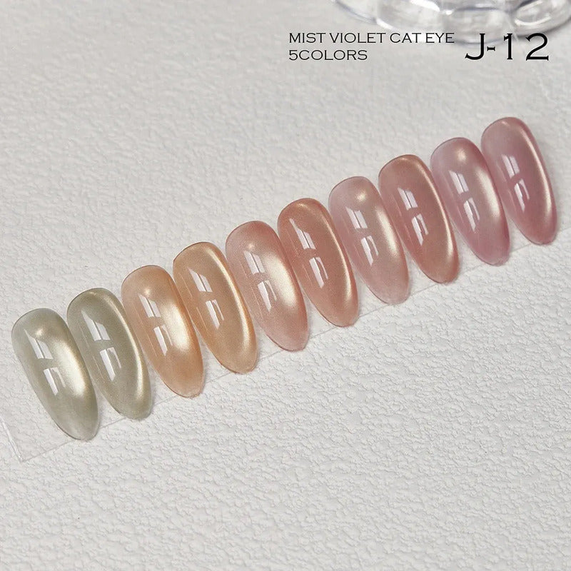 Esmalte Kit Gelish 5 Tonos Pastel Ojo De Gato Tipo Coreano J12 Gliding