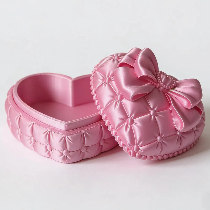 Joyero Acrílico Grueso Kawaii Corazon Organizador Resistente Rosa
