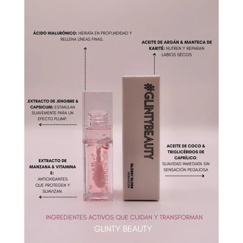 Kit De Viaje Glinty 4pzs Agua De Rosas+gloss+jelly Multiusos