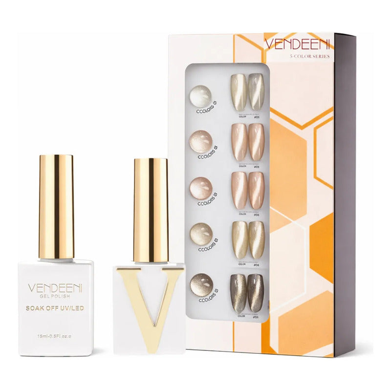 Esmalte Kit Gelish 5 Tonos Pastel Ojo De Gato Tipo Coreano J06 Camellia