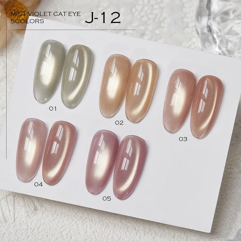 Esmalte Kit Gelish 5 Tonos Pastel Ojo De Gato Tipo Coreano J12 Gliding