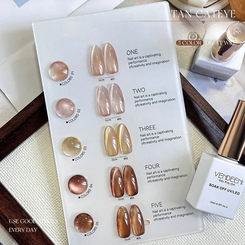 Esmalte Kit Gelish 5 Tonos Pastel Ojo De Gato Tipo Coreano J07 Tan