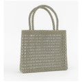 Bolso Metálico Tejido De Hombro Mediano Calidad Moda Plateado Metal