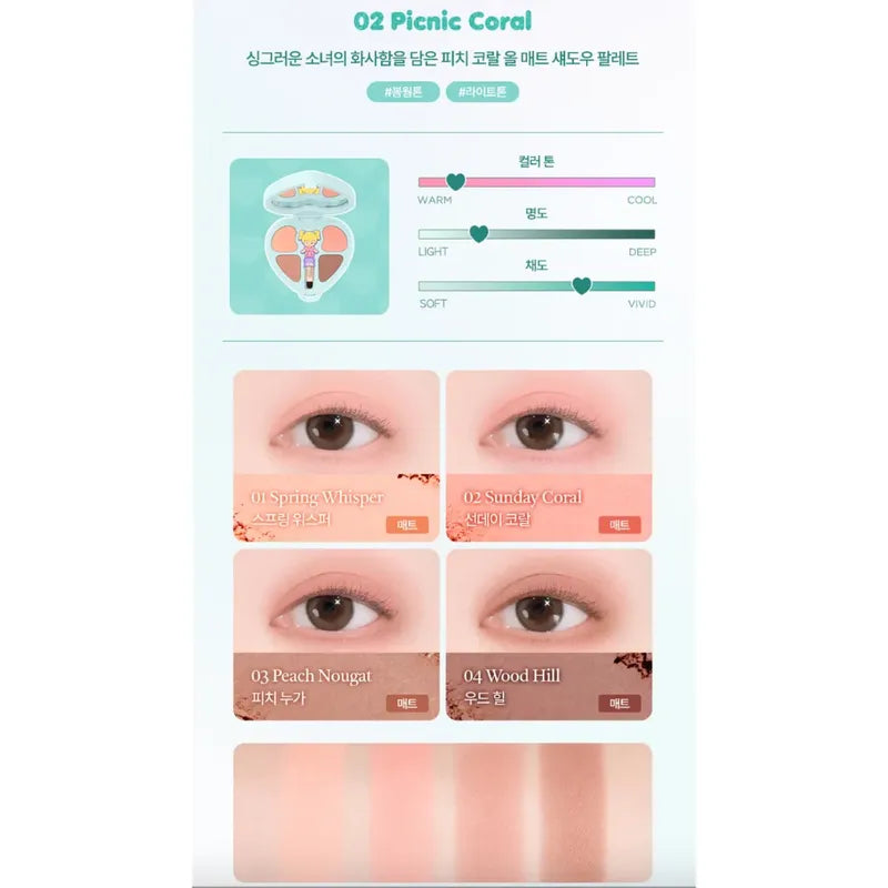 Sombras Ojos Coreanas Dasique Polly Pocket Edición Limitada 02 Picnic Coral