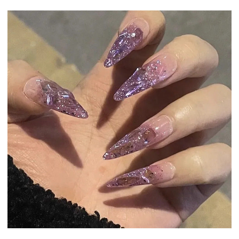 Esmalte De Uñas De Gel Tipo Coreano Led Uv Brillos Glitter 16 Pink Purple