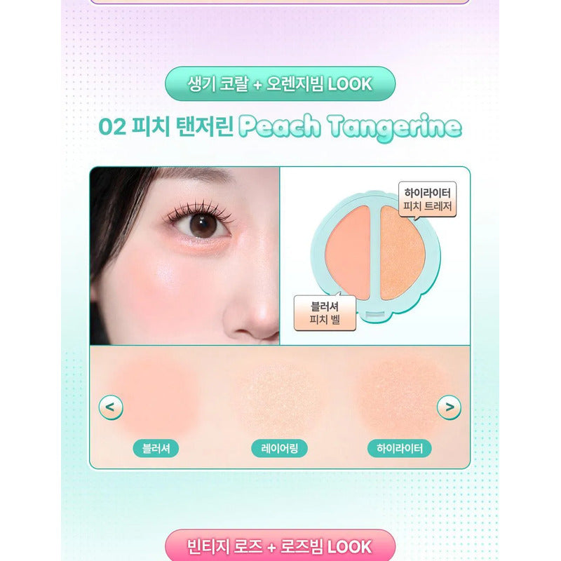 Rubor Coreano Dasique Polly Pocket Edición Limitada Blush 02 Peach Tangerine