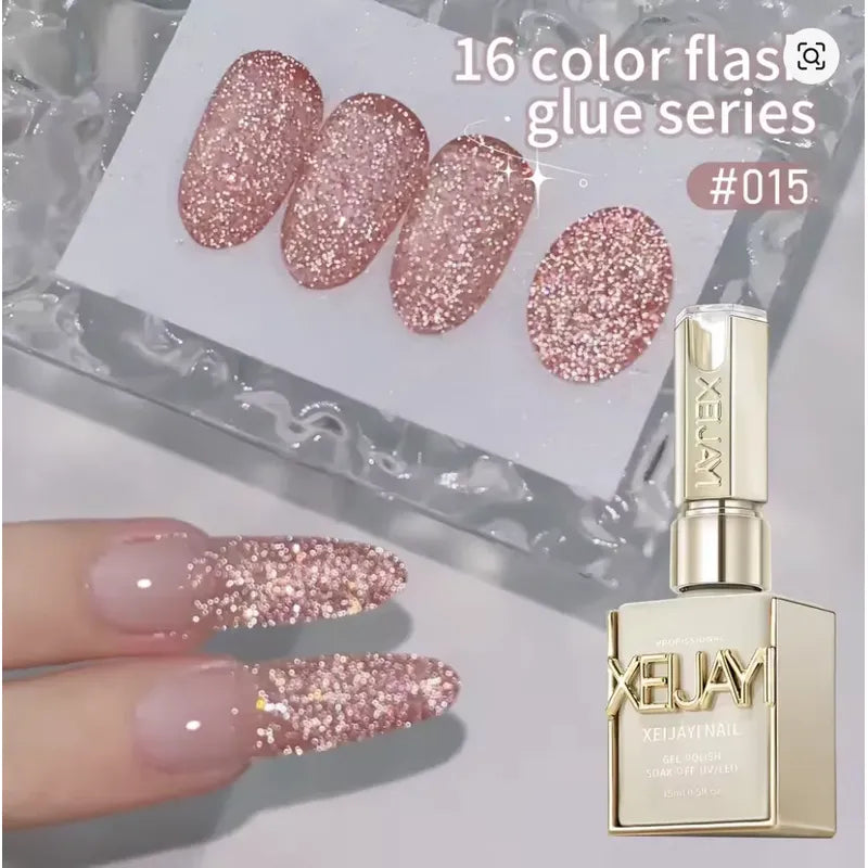 Esmalte De Uñas De Gel Tipo Coreano Led Uv Brillos Glitter 15 Pink Ballet