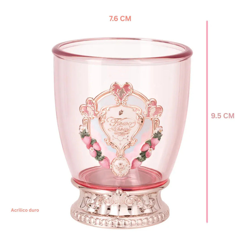 Vaso Cosmetiquero Flower Knows Aniversario Limitada Rosa Con Base Rosada Metálica