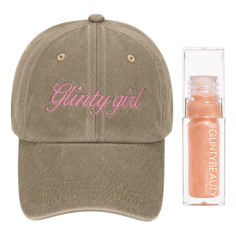 Set Lip Oil Glossy + Gorra Tejida Algodón Glinty Girl Club Cafe Seco Unitalla