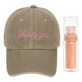 Set Lip Oil Glossy + Gorra Tejida Algodón Glinty Girl Club Cafe Seco Unitalla