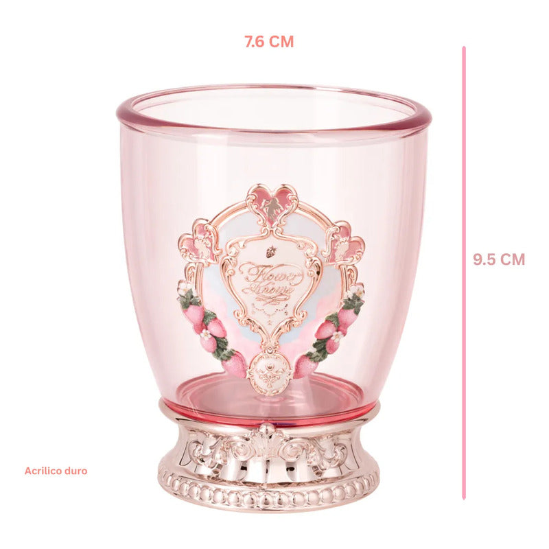 Vaso Cosmetiquero Flower Knows Aniversario Original Limitada Rosa Con Base Rosada Metálica