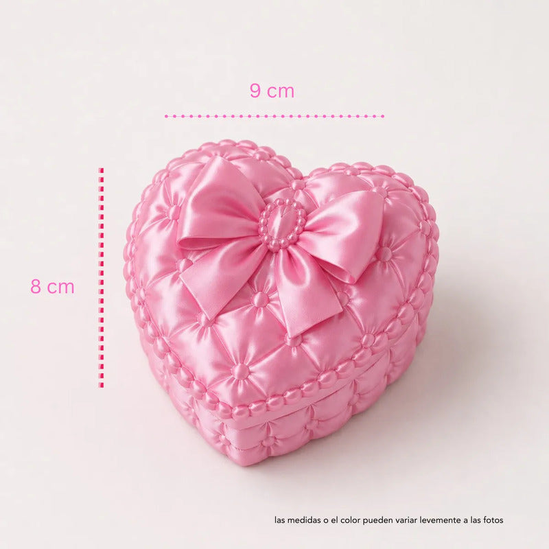 Joyero Acrílico Grueso Kawaii Corazon Organizador Resistente Rosa