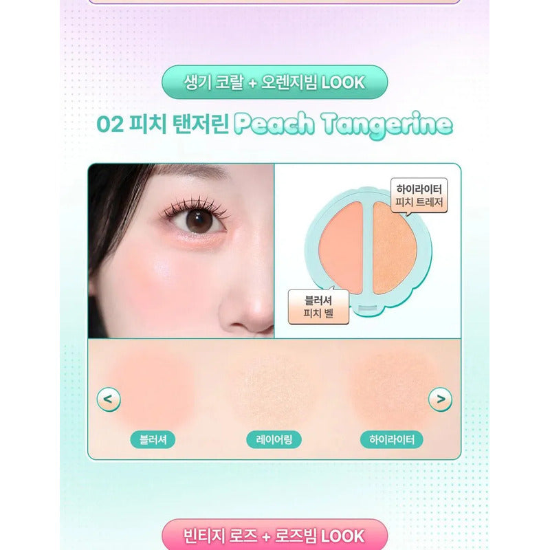 Rubor Coreano Dasique Polly Pocket Edición Limitada Blush 02 Peach Tangerine