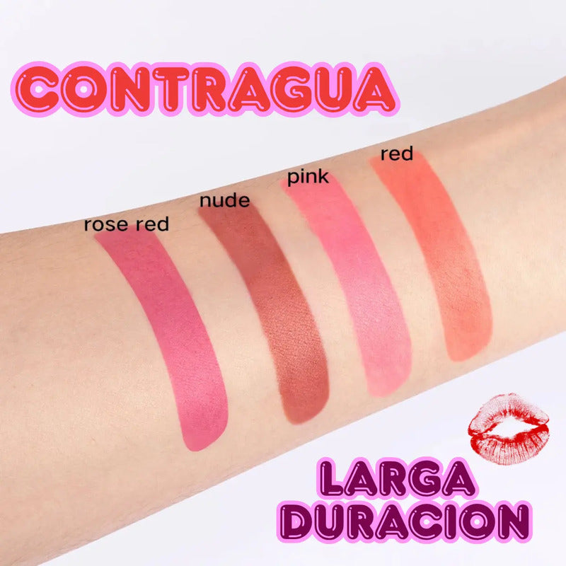 Set Labiales Portables Cajetilla Tintas Rojos Tinta Original