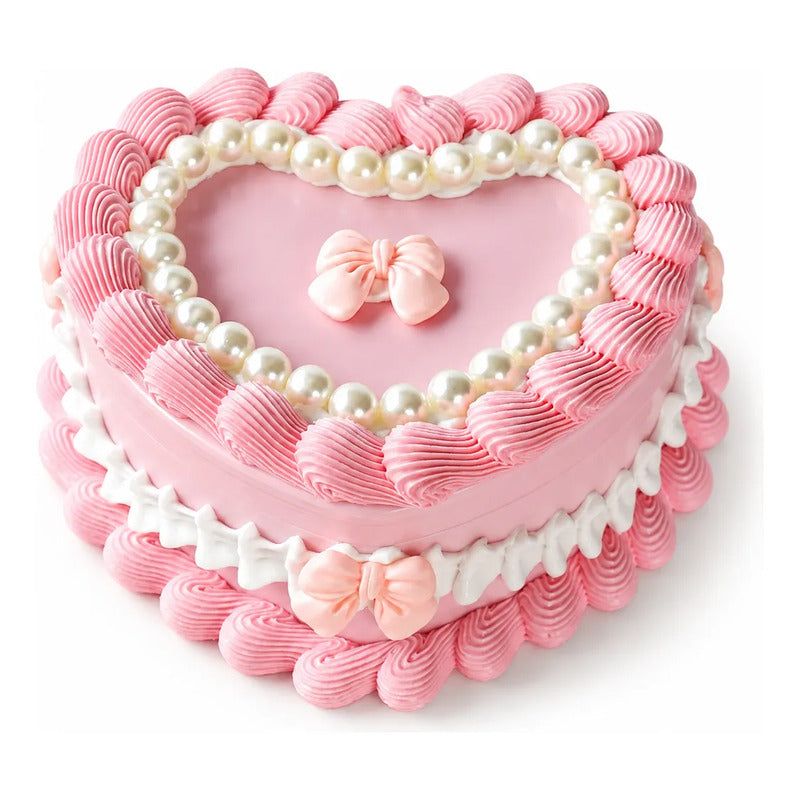 Joyero Acrilico Corazón Pastel Vintage Espejo Alhajero Corea Rosa Perla