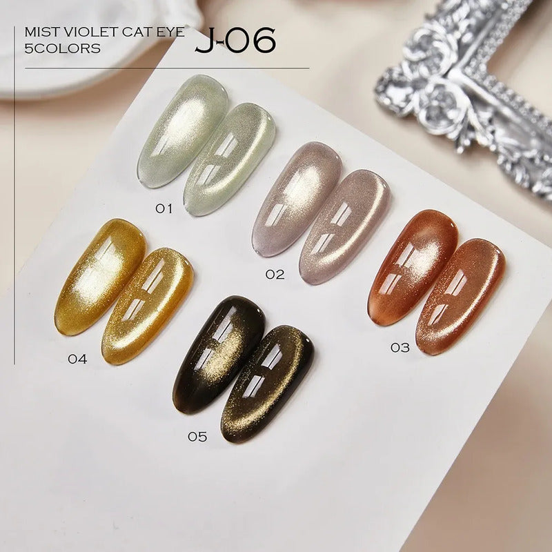 Esmalte Kit Gelish 5 Tonos Pastel Ojo De Gato Tipo Coreano J06 Camellia
