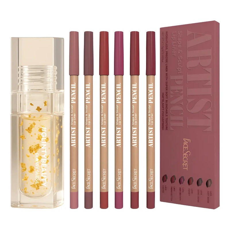 Lip Combo Kit Glinty Gloss Magic + Delineadores Nude Labios