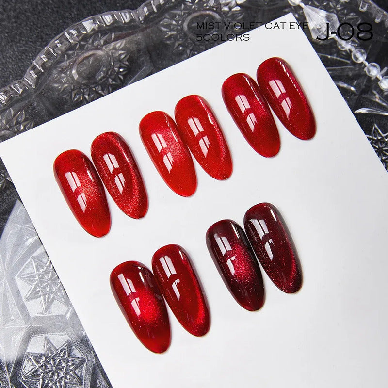 Esmalte Kit Gelish 5 Tonos Pastel Ojo De Gato Tipo Coreano J08 Crimson