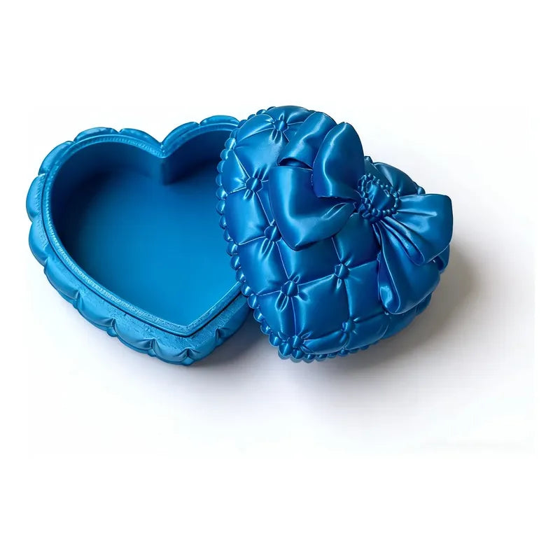 Joyero Acrílico Grueso Kawaii Corazon Organizador Resistente Azul