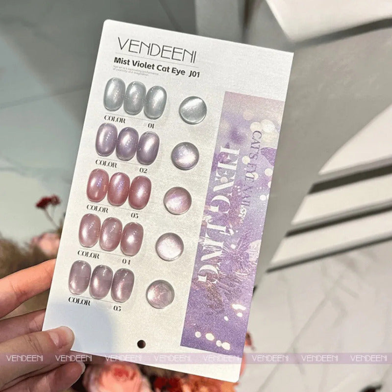 Esmalte Kit Gelish 5 Tonos Pastel Ojo De Gato Tipo Coreano J01 Miss Violet
