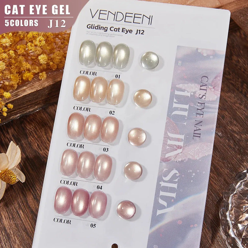 Esmalte Kit Gelish 5 Tonos Pastel Ojo De Gato Tipo Coreano J12 Gliding