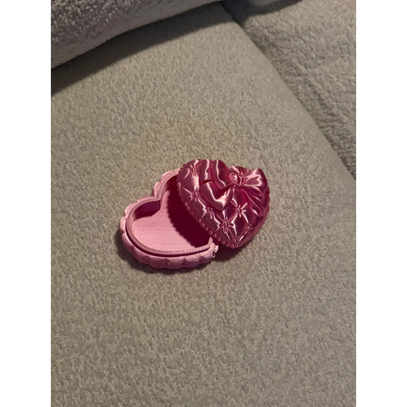 Joyero Acrílico Grueso Kawaii Corazon Organizador Resistente Rosa