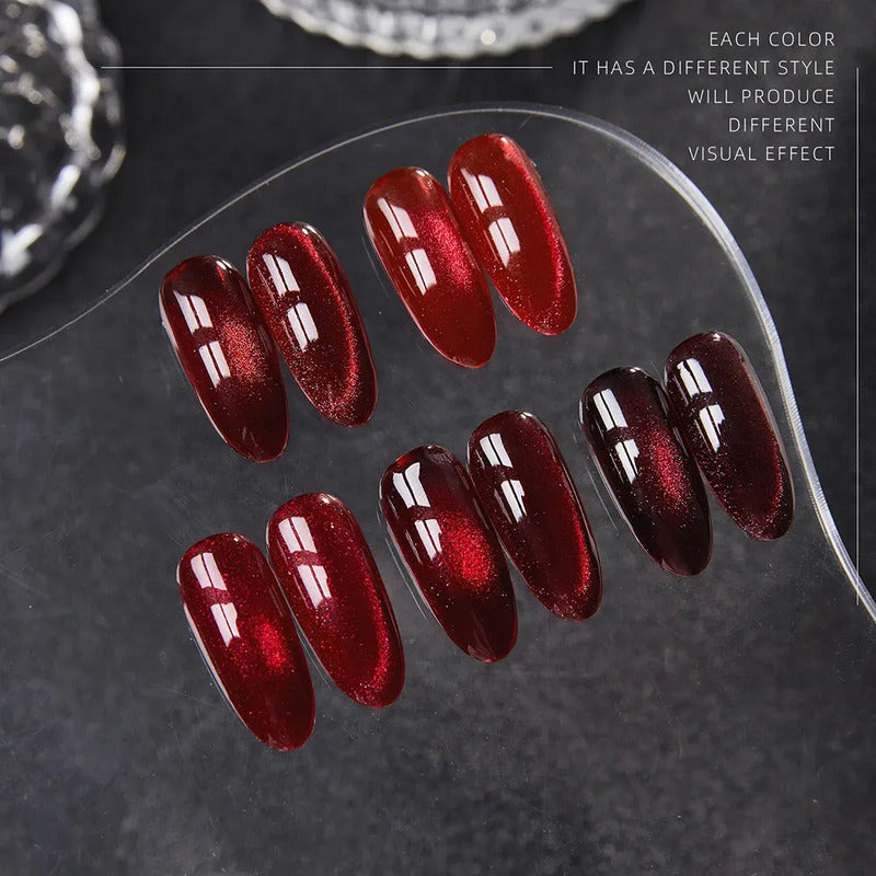 Esmalte Kit Gelish 5 Tonos Pastel Ojo De Gato Tipo Coreano J08 Crimson