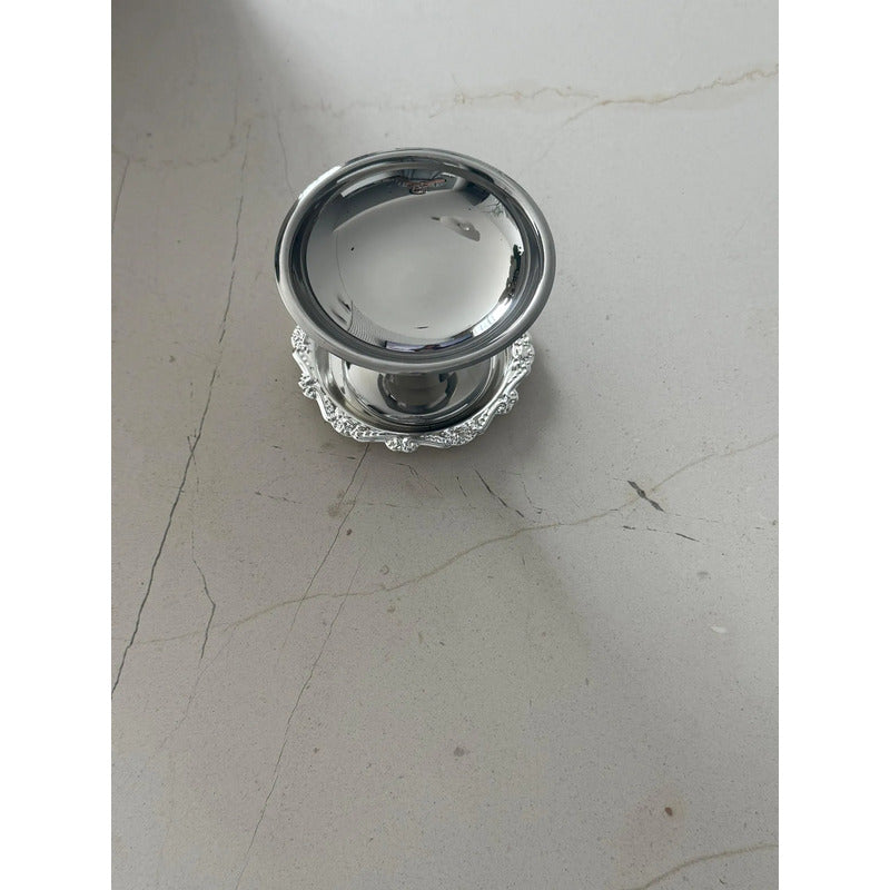Copa De Acero Inox Irrompible Vintage Con Plato Para Postre Plateado