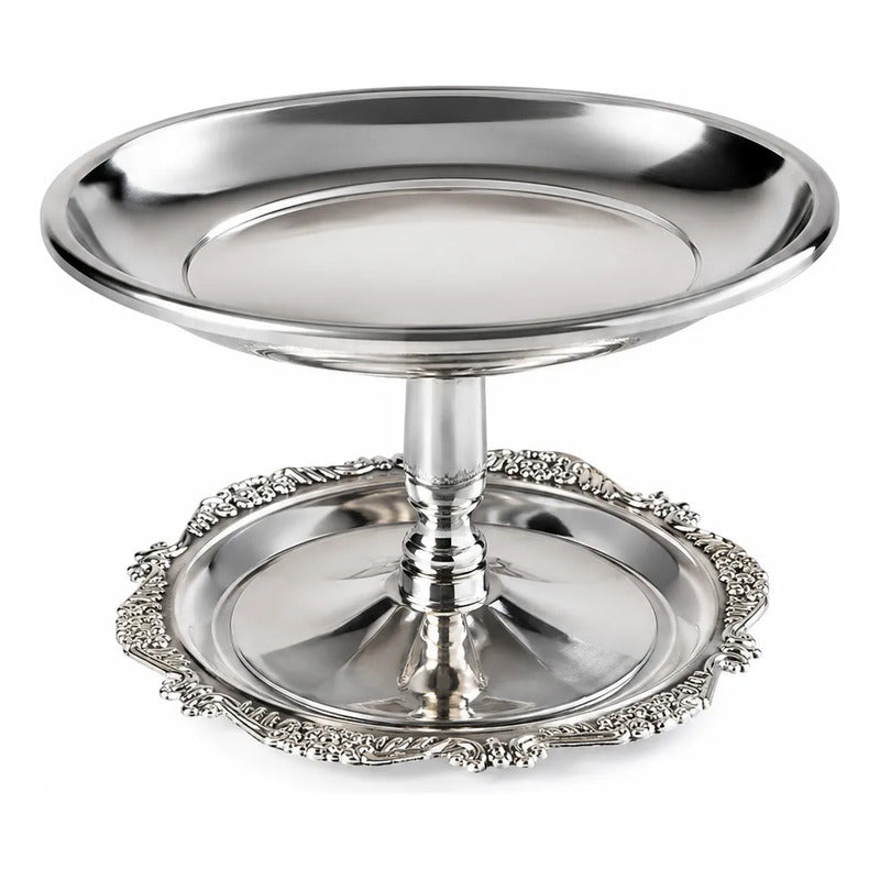 Copa De Acero Inox Irrompible Vintage Con Plato Para Postre Plateado