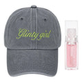 Set Lip Oil Glossy + Gorra Tejida Algodón Glinty Girl Club Gris Unisex