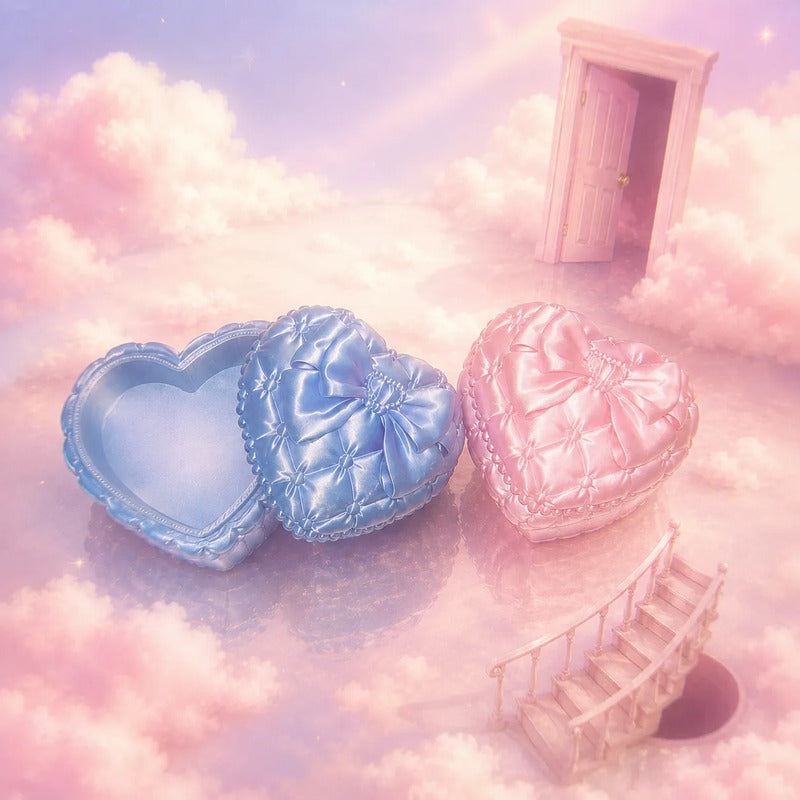 Joyero Acrílico Grueso Kawaii Corazon Organizador Resistente Azul