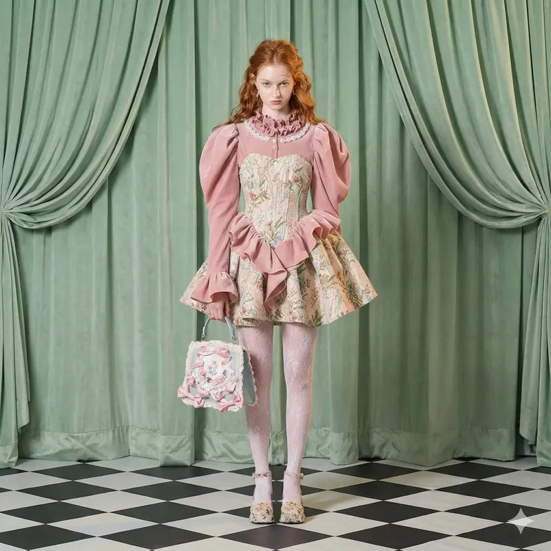 Bolsa Anime Lolita Kawaii Coquette Flores Premium