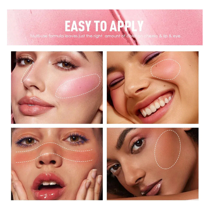 Set Blush 3 Pzs. Rubor Portable 3 Tonos Hidratante Multiusos Set 1 Rojo Rosa Nude